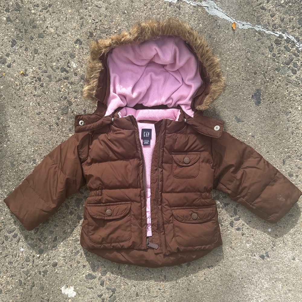 GAP Kids Brown Jacket with Pink Interior